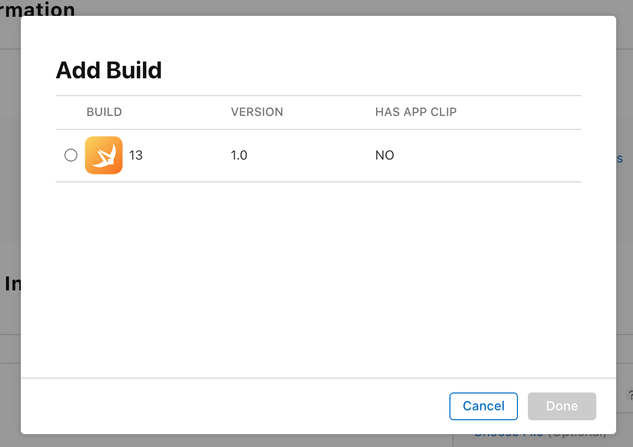 Publishing on the App Store – Add Build