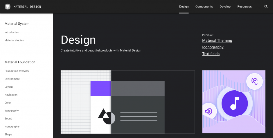 google material design website