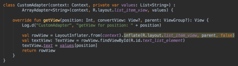 How to Implement ListView - Adding a Log inside the Adapter.getView() method