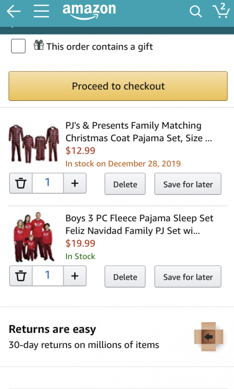 Mobile eCommerce Best Practices - checkout process examples in Amazon app