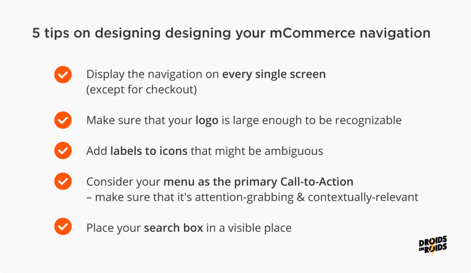 mobile eCommerce best practices – navigation