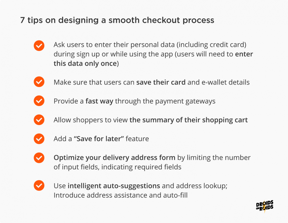 mobile eCommerce best practices – checkout process