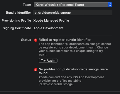 Flutter iOS registration