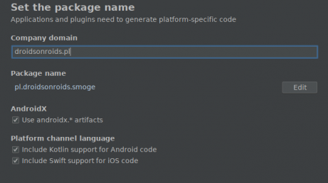 Set the package name Flutter