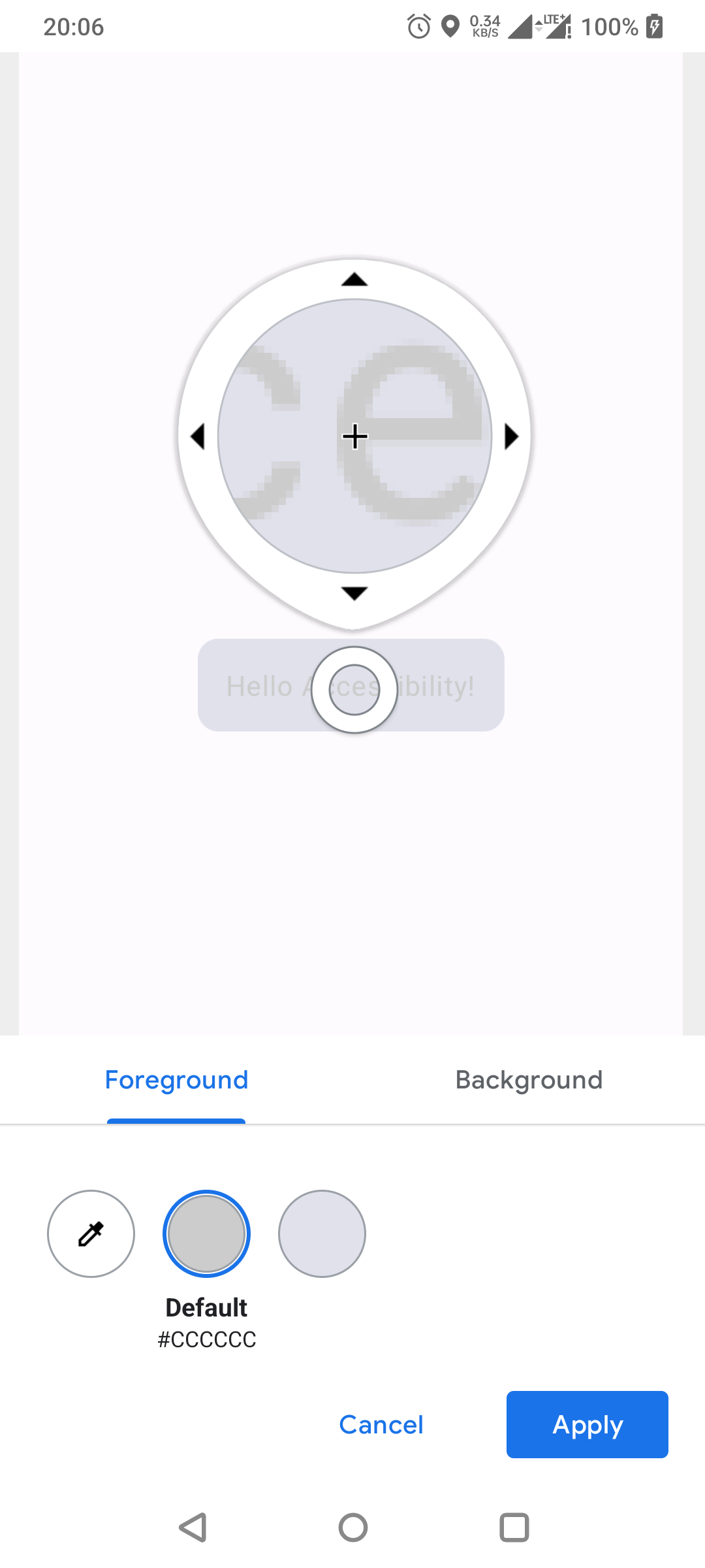 Accessibility Scanner adjusting the contrast.