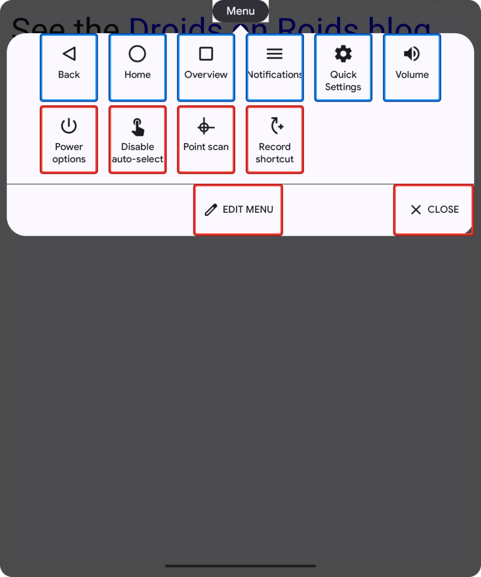 providing accessibility in android applications - switch access menu