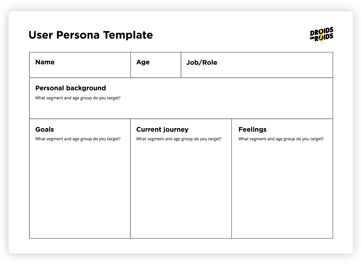 User Persona Template for Your App